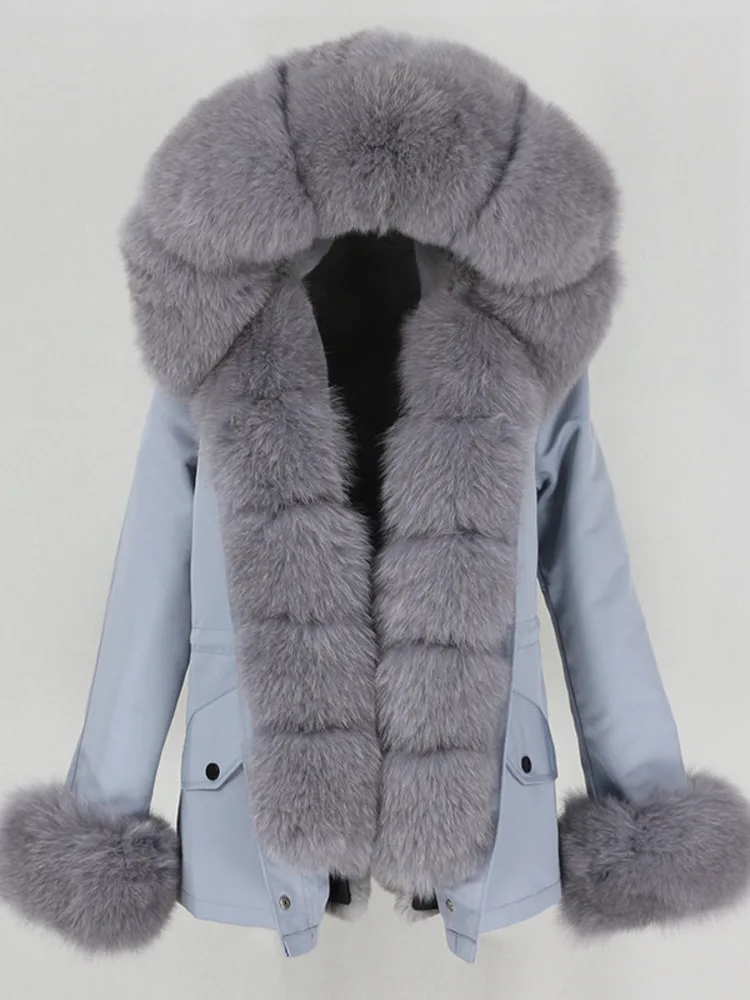 ZMEENNA Luxe beige nepbont gevoerde parka voor dames Warme winterjas met capuchon en pluche rand Stijlvol buitenshuis ZM3611