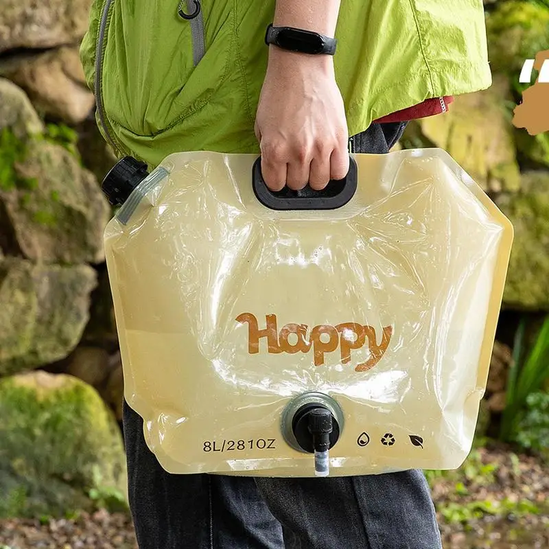 

Camping Water Bag 8L Portable Water Container 2X Reusable Fully Open Easy To Clean Container Foldable For Outdoor Survival Beach