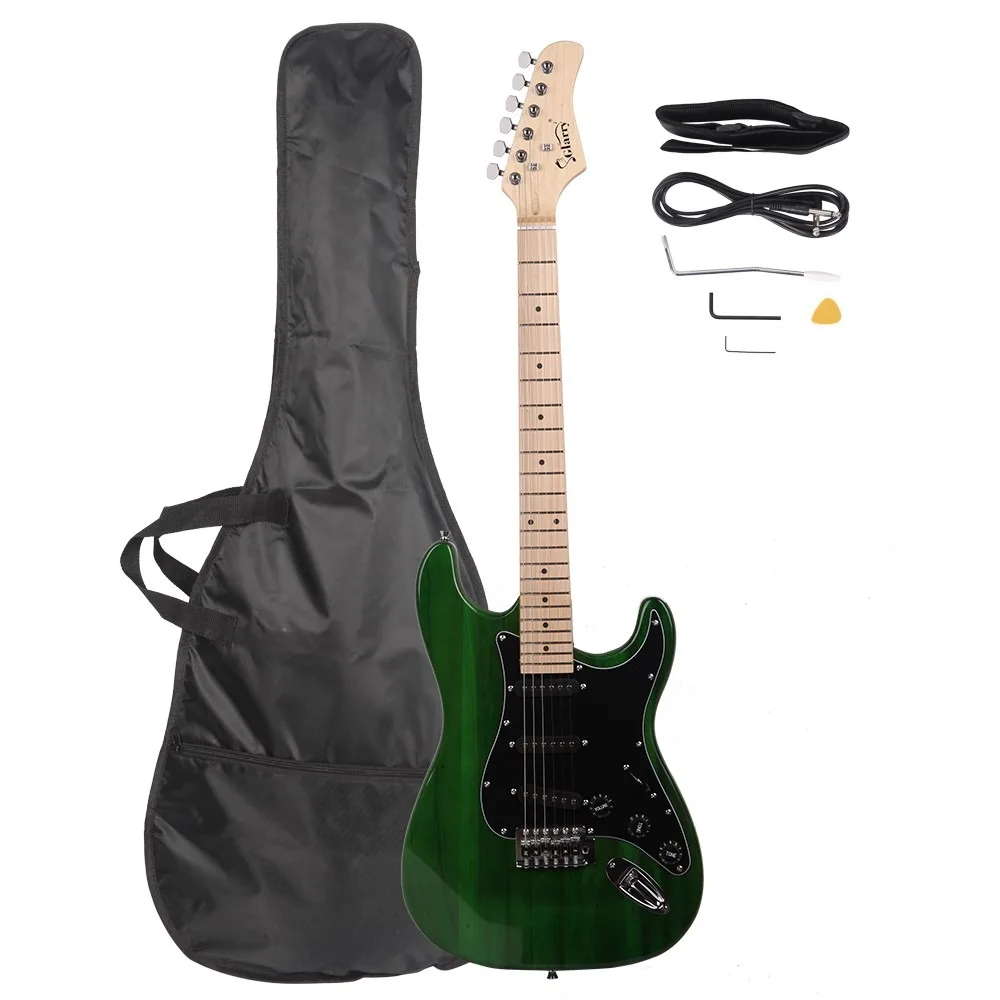 GST Basswood Electric Guitar Kit for Beginner With Bag Green