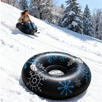Heavy-Duty Inflatable Snow Tube 35.43in Thickened PVC Sled with Double Handles Winter Sledding Tube for Ski Hill,  Snow Games