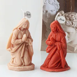 Praying Woman Candle Silicone Mold 3D Kneeling Woman Portrait Abstract Plaster Candle Mould Handmade Silicone Molds Home Decor