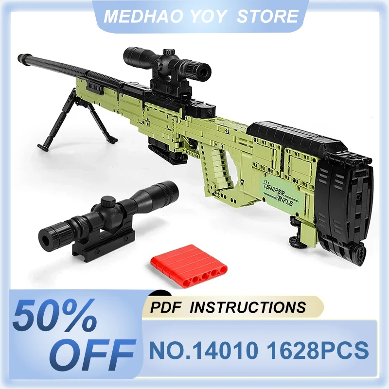 Mould King 14010 Technical AWM Sniper Rifle Building Blocks For Kids Model Toys MOC Bricks For Child's Kids Birthday Gifts