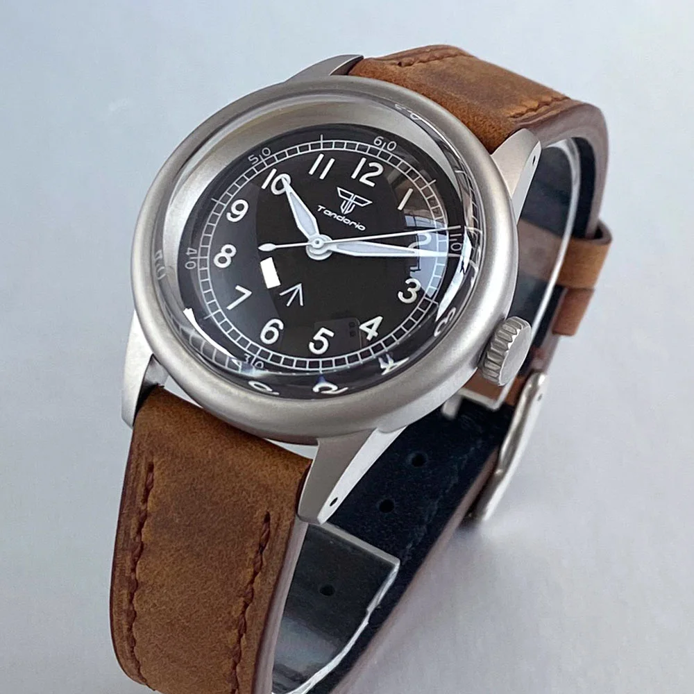 Reloj Retro de cristal con cúpula de burbuja de campo de 36mm NH35, movimiento automático, luminoso, resistente al agua, 20bar, reloj de pulsera militar Retro