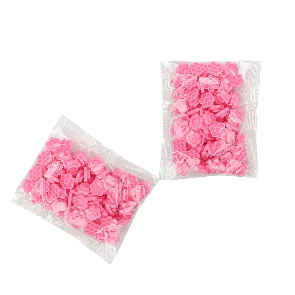 200Pcs Pfropfen Wimpern Hilfe Werkzeug Kunststoff Kleber Halter Rosa Wimpern Verlängerung Versorgung Salon Schönheit Werkzeug Falsche Wimpern Kleber Tasse