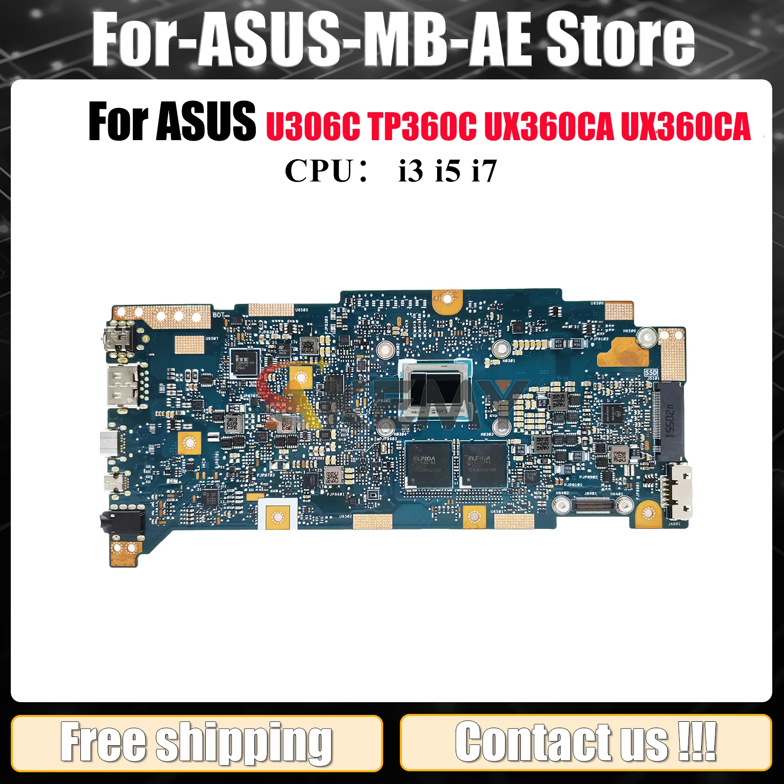 

UX360CA Материнская плата для ноутбука ASUS ZenBook U306C UX360C TP360C UX360CA Материнская плата для ноутбука с процессором i3 i5 i7 100% tests OK stk