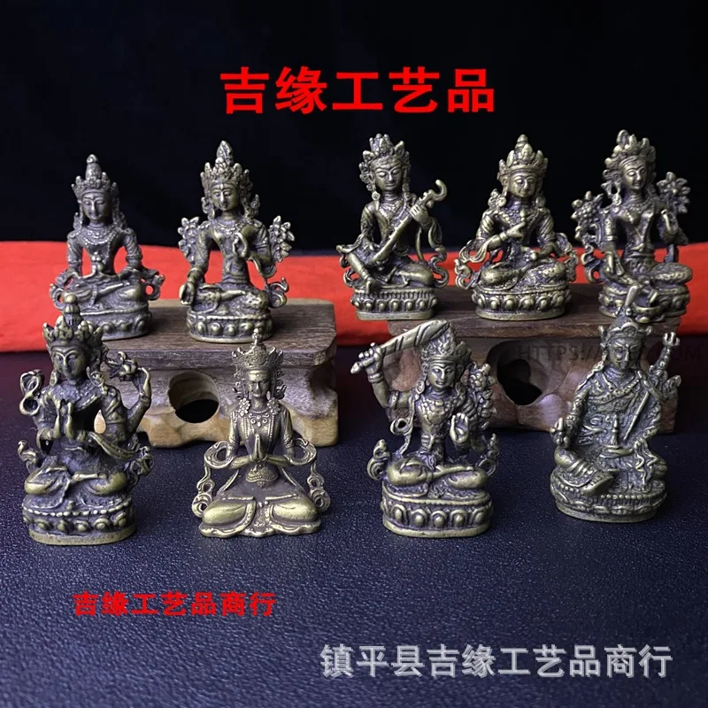 

Wholesale Two Pieces Price Tibetan Buddha Statue Nepal Small Buddha Statue Lotus master Manshu Green tara Vajra Home Pure Copper