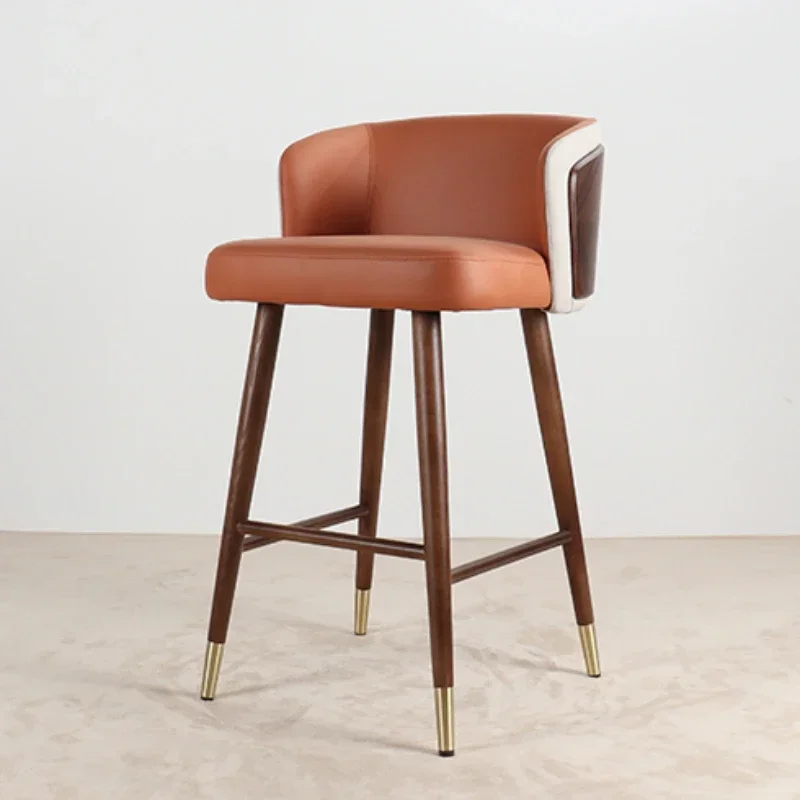

Высокий обеденный стул для барного стола в столовой, барный стул из искусственной кожи/текстической ткани, современный минималистичный массив дерева