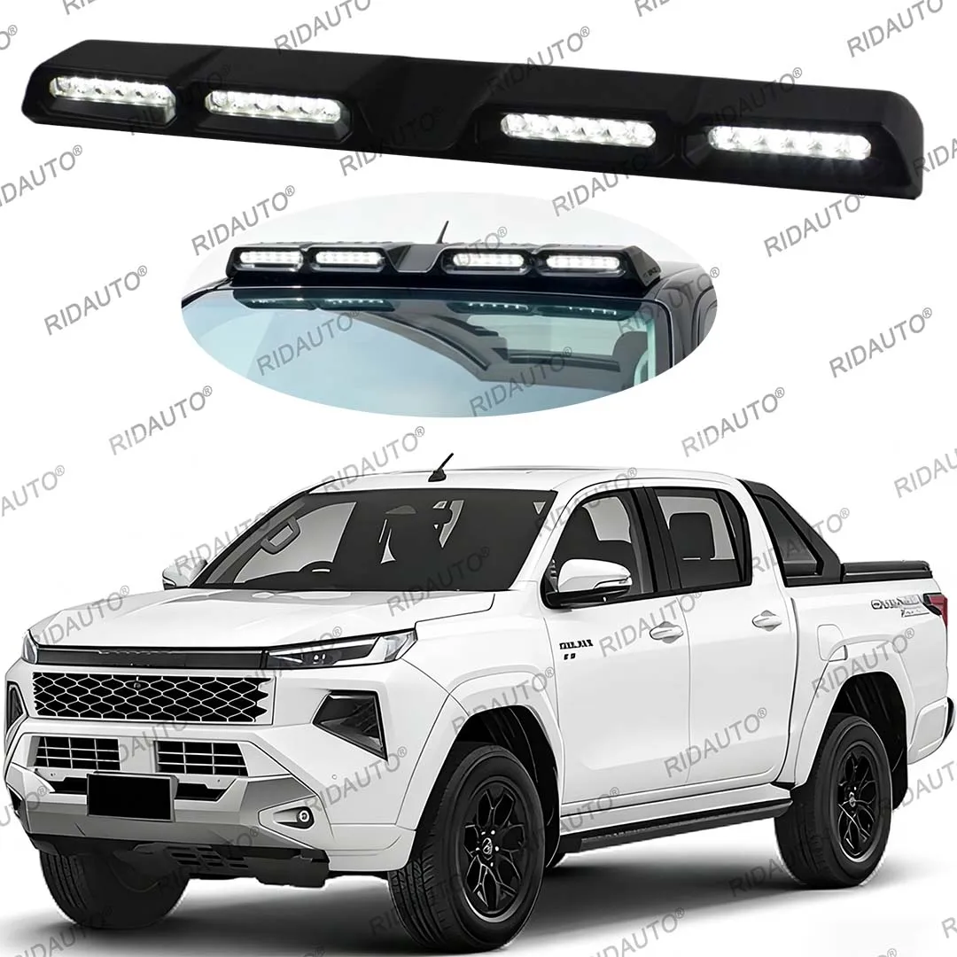 White LED Roof Rack 4 Light Bar For Hilux 2026+ Travo Overland Modified Non-Destructive Installation Matte Black Roof Lights Bar