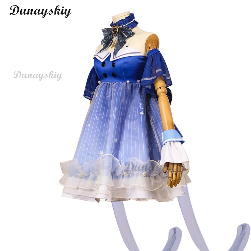 Juego Infinity Nikki, disfraz de Cosplay de burbujas brillantes, peluca, falda de Cosplay de Lolita, vestido azul para mujer, vestido Kawaii de Halloween personalizado