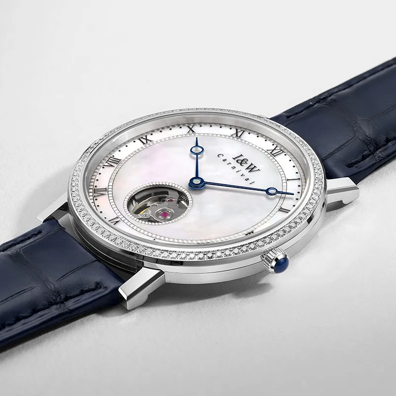Switzerland I&W CARNIVAL Luxury Brand Japan MIYOTA 9029 Automatic Mechanical Women's Watches Sapphire 9 MM Ultra-thin Clock 626L