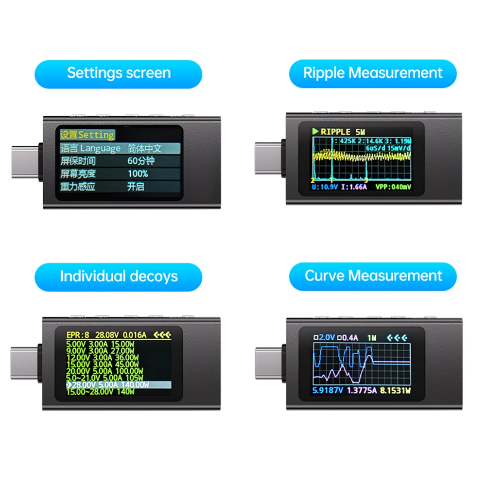 KWS-X1 Digitales Spannungs-Strommessgerät DC 3,3-36V 0-12A Typ-C-Schnittstelle Tester Voltmeter Amperemeter Messgerät Batterieladetester – Detail 19