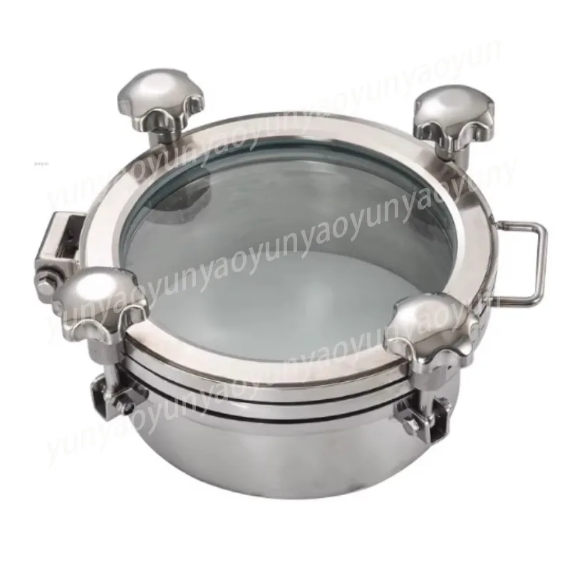 DN89 304 Stainless Steel Pressure Manhole Cover Large Sanitary Grade Glass Flange Hand Hole Welding Thickened Observation Window