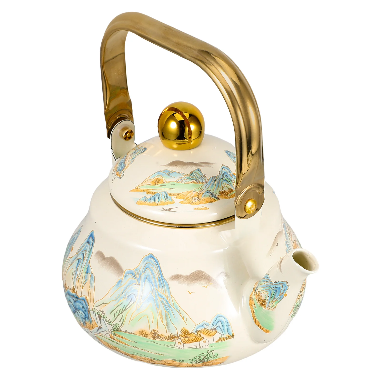 

Эмалированный чайник в стиле ретро, классический винтажный 1,5 л, быстрый нагрев, кипящая вода, чайная плита, домашний офис, японский чайник