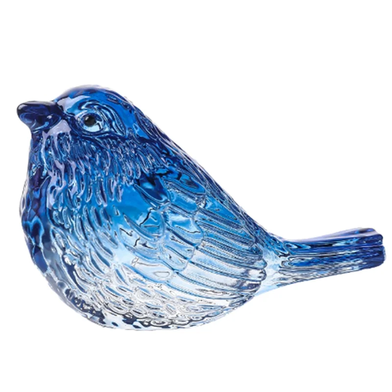 DELAM-cristal para figuras de pájaros de cristal, pájaros soplados coleccionables para mesa, decoración del hogar, regalos para amantes de los animales, azul