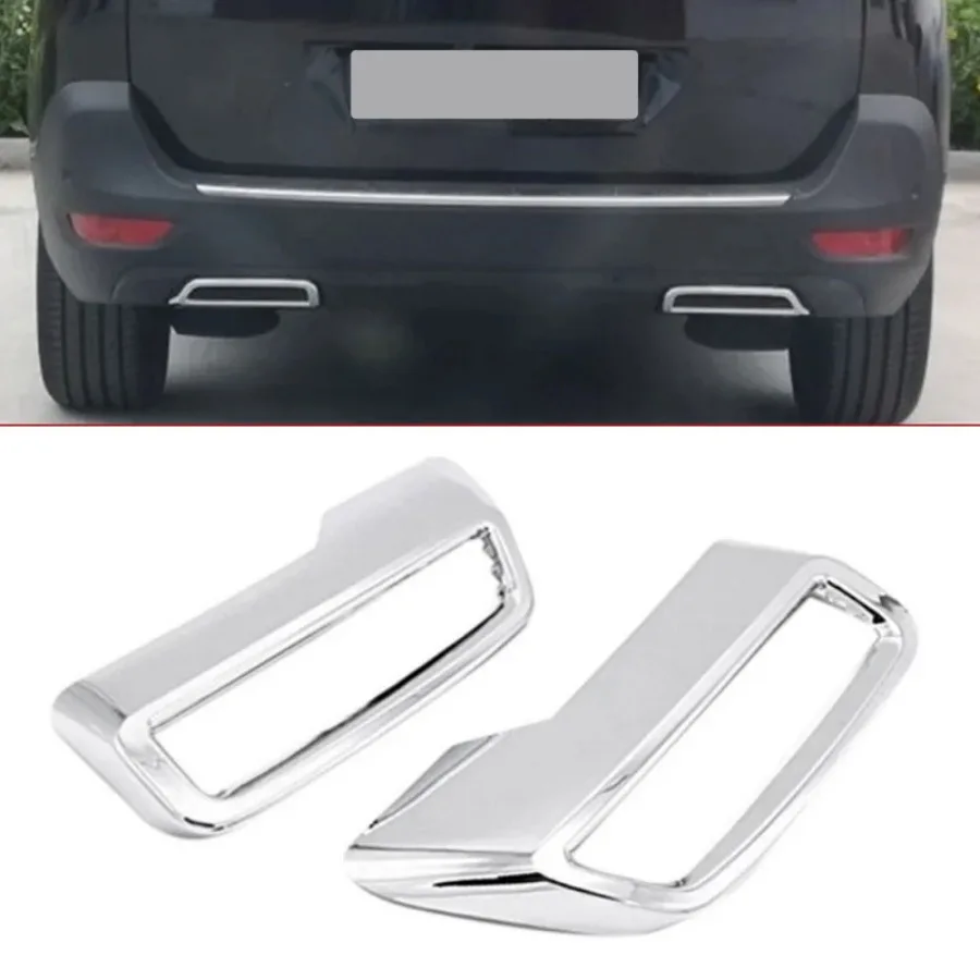 2pc Car Auto End Tip End Pipe Protector Rear Sticker Trim Chrome Exhaust Muffler for Peugeot 3008 5008 2017 2018 2019 2020 2021