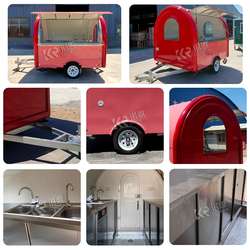 Trailer kuda seluler Bar Karavan Lengkap Gerobak Es Krim Pizza Fast Taco Food Truck trailer makanan dengan Dapur Lengkap