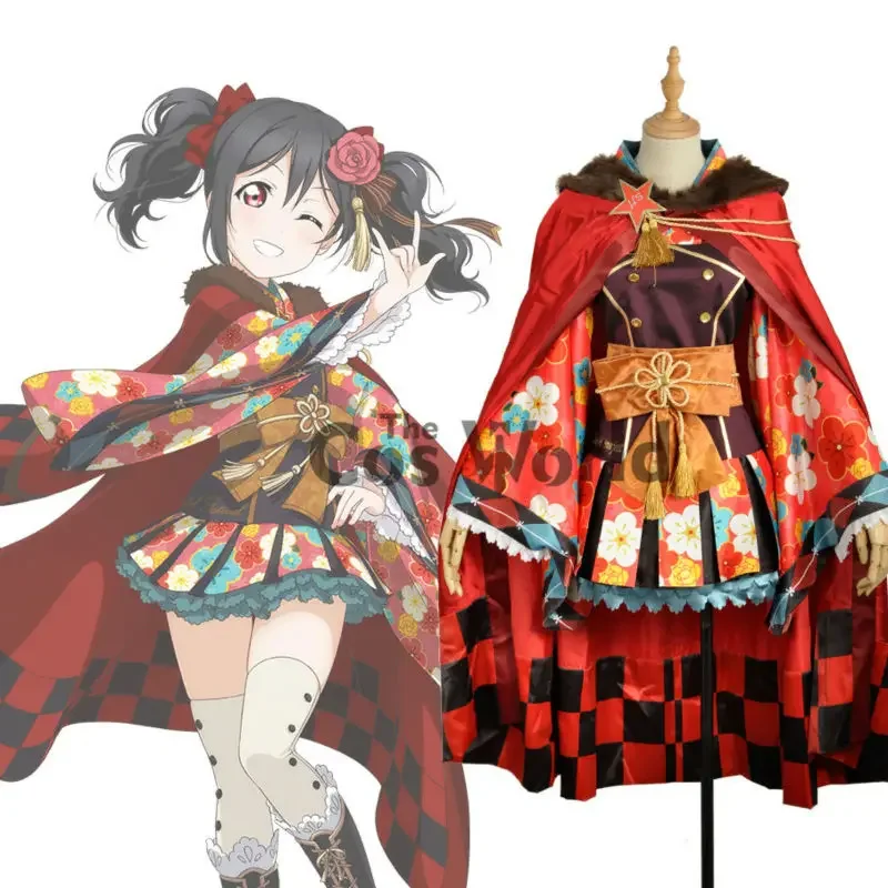 Love Live Yazawa Nico Flower Tops Stripes Kimono Yukata Dress Uniform Outfit Anime Cosplay Costumes