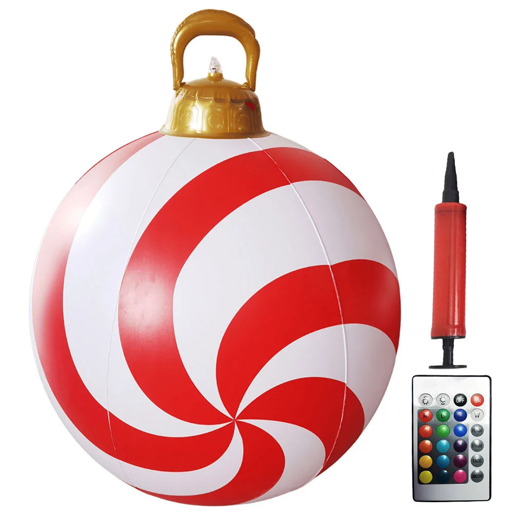 60cm Giant Christmas Inflatable Print Ball with Lights LED Christmas Inflatable Ball Giant Luminous Inflatable Christmas Ball