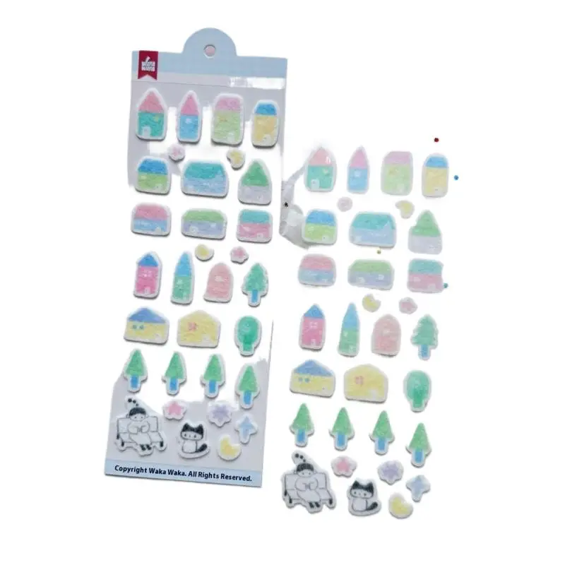 Kawaii  3D Felt Stickers Cartoon Cat Wing Notes Flocking Fabric Decorative Stickers DIY Phone Laptop Sticker