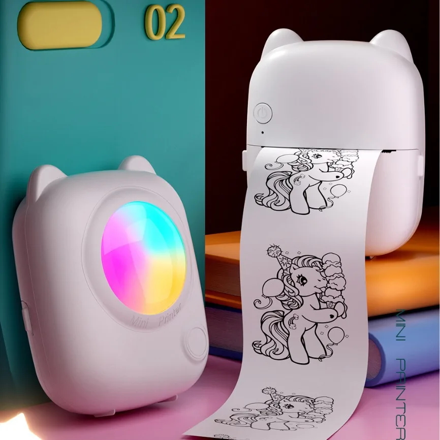 

Your portable printer, mini pocket printer with 5 rolls of paper and 1 roll of self-adhesive sticker, mini pocket thermal printe