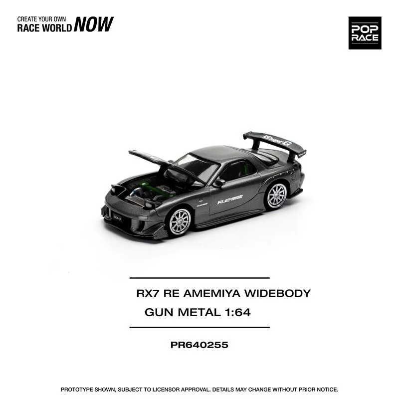Pop Race 1:64 RE RX-7 Amemiya WIDEBODY Metal Die-Cast Car Model Collection Miniature