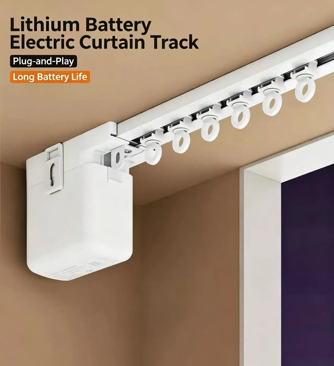 Ultra‑Thin Wireless Lithium‑Battery Curtain Track