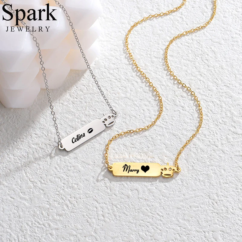 

Spark Stainless Steel Custom Name With Crown Pendant Necklace For Women Personalized Nameplate Choker Jewelry Gift