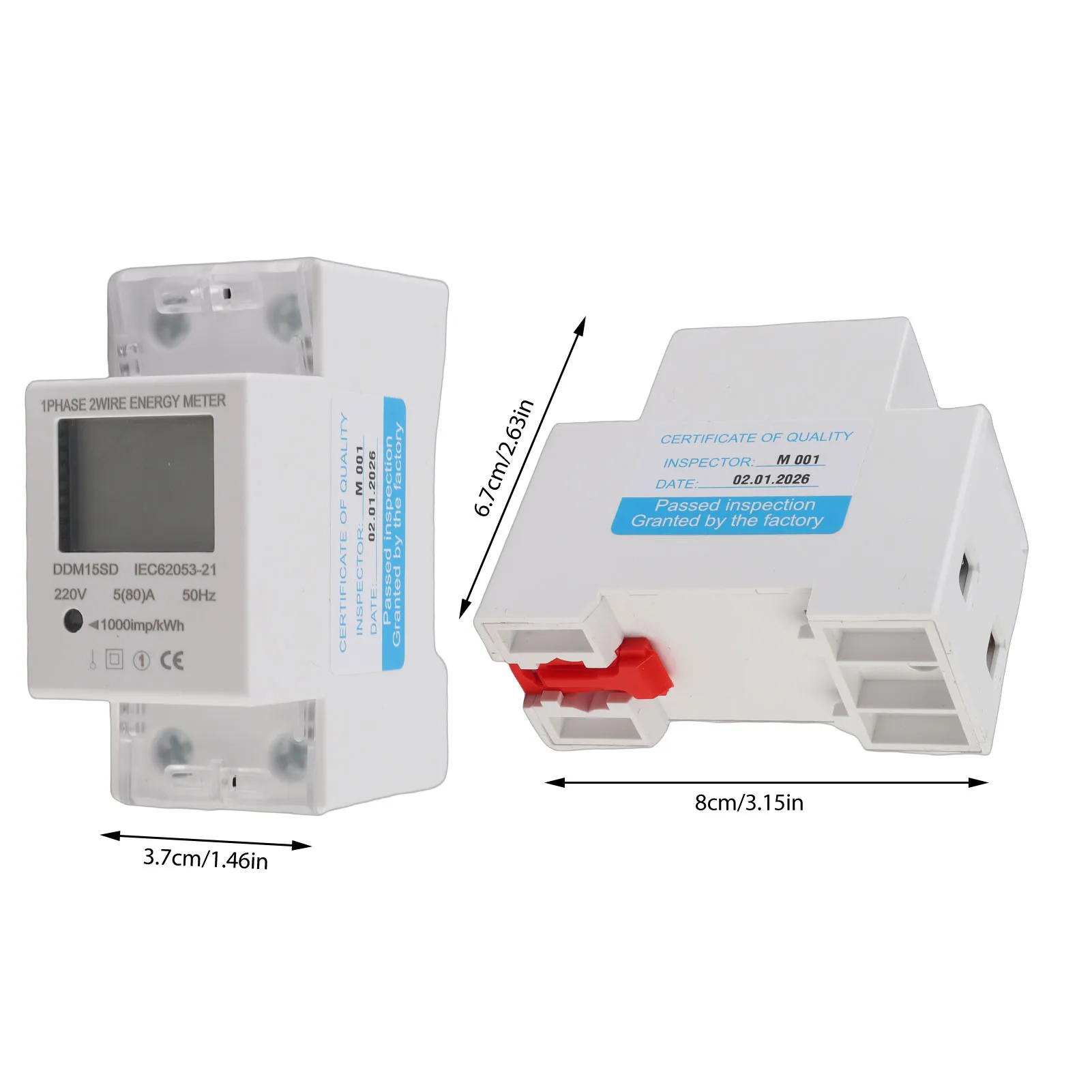 5-80A DDM15SD LCD Backlight Digital Display Single Phase Electronic Energy KWh Meter