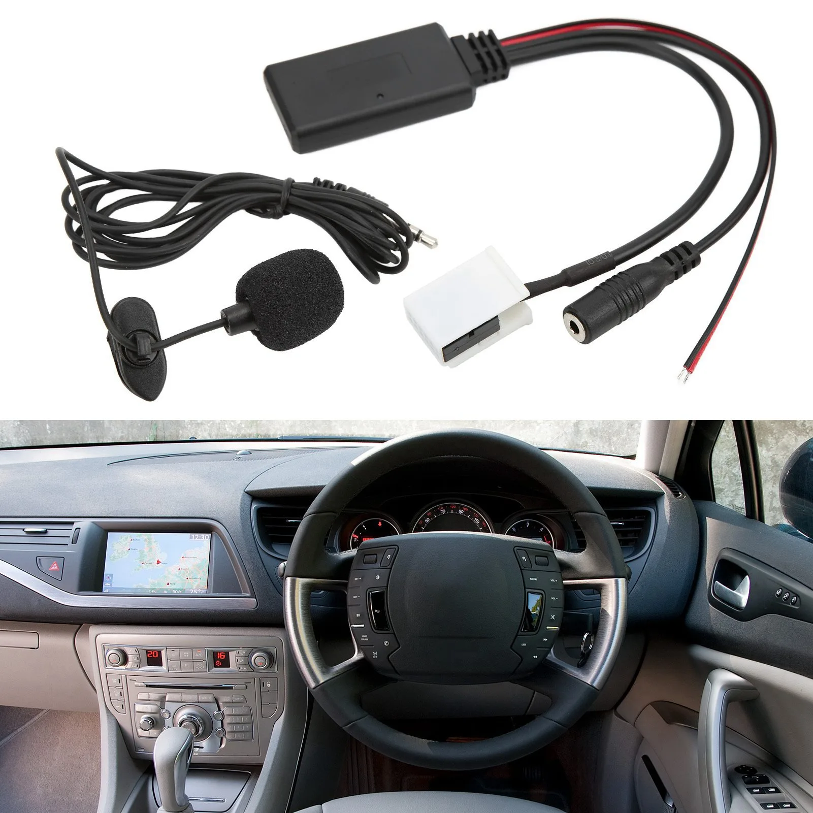 12Pin Car Radio RD4 Bluetooth Music Aux Audio Cable Adapter Replacement for Citroen C2 C3 C4 C5 C6 C8