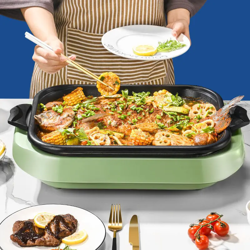 

Suitable for Paper wrapped fish pot grilled fish stove commercial rectangular grilled fish plate household barbecue oven hot pot