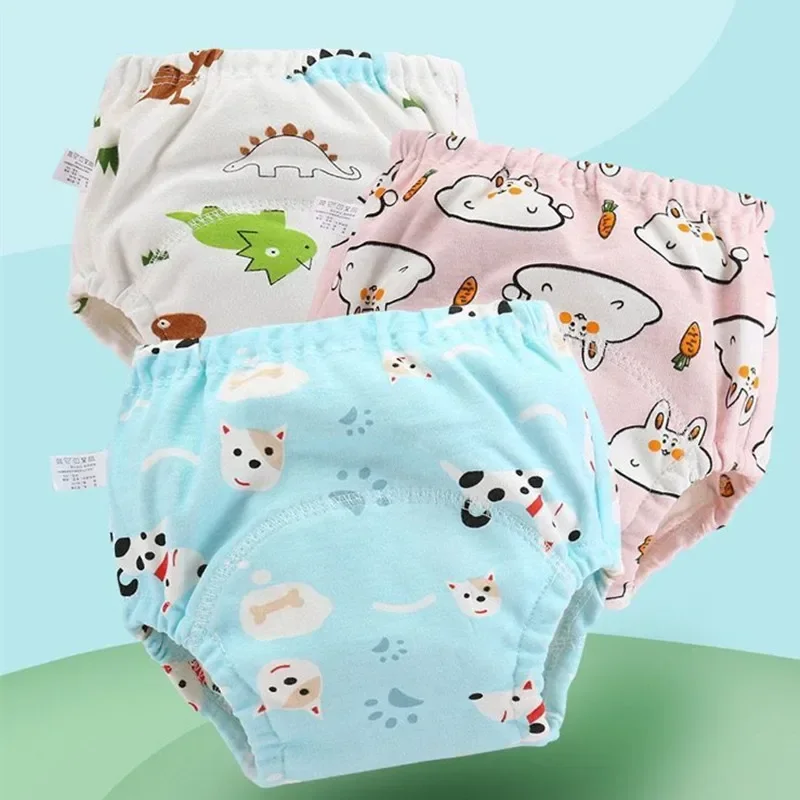 

10Pc/Lot Baby Cotton Training Pants Panties Waterproof Cloth Diapers Reusable Toolder Nappies Underwear