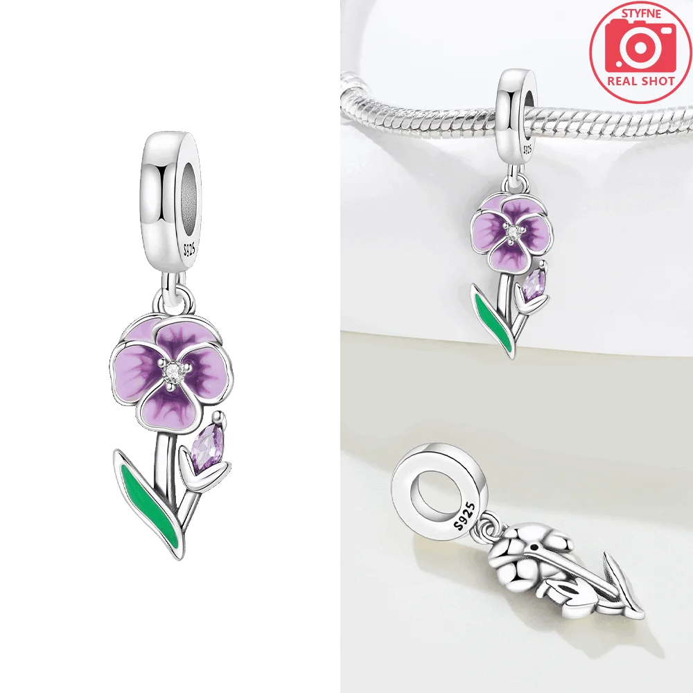 Tree Maple Leaf Dragonfly Flower Silver Plated Beads Original Charms Fit Bracelets Bag Keychain Charms Diy Women Gift Accessory
