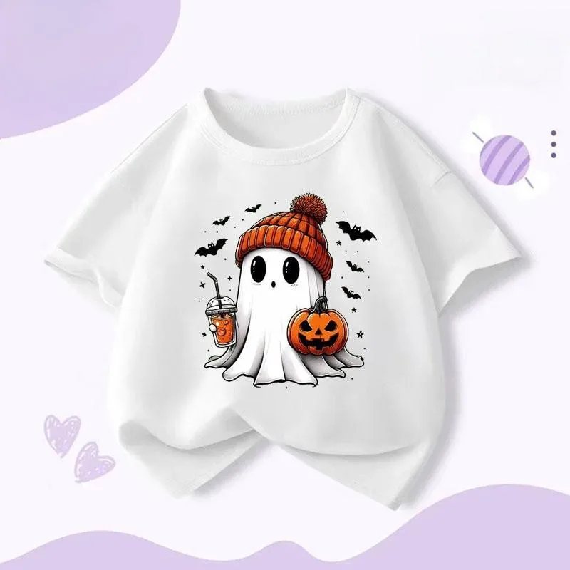 Halloween Kürbis Geist Jungen und Mädchen T-shirt Amerikanischen Cartoon Kurzarm Kinder und Jugendliche Studenten Kleidung