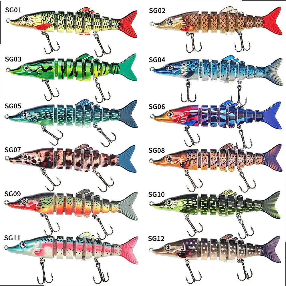 8 Segment Multi Joint Lures Full Sinking Realistic Swimming Action Assorted Colors Storage Box for Bass