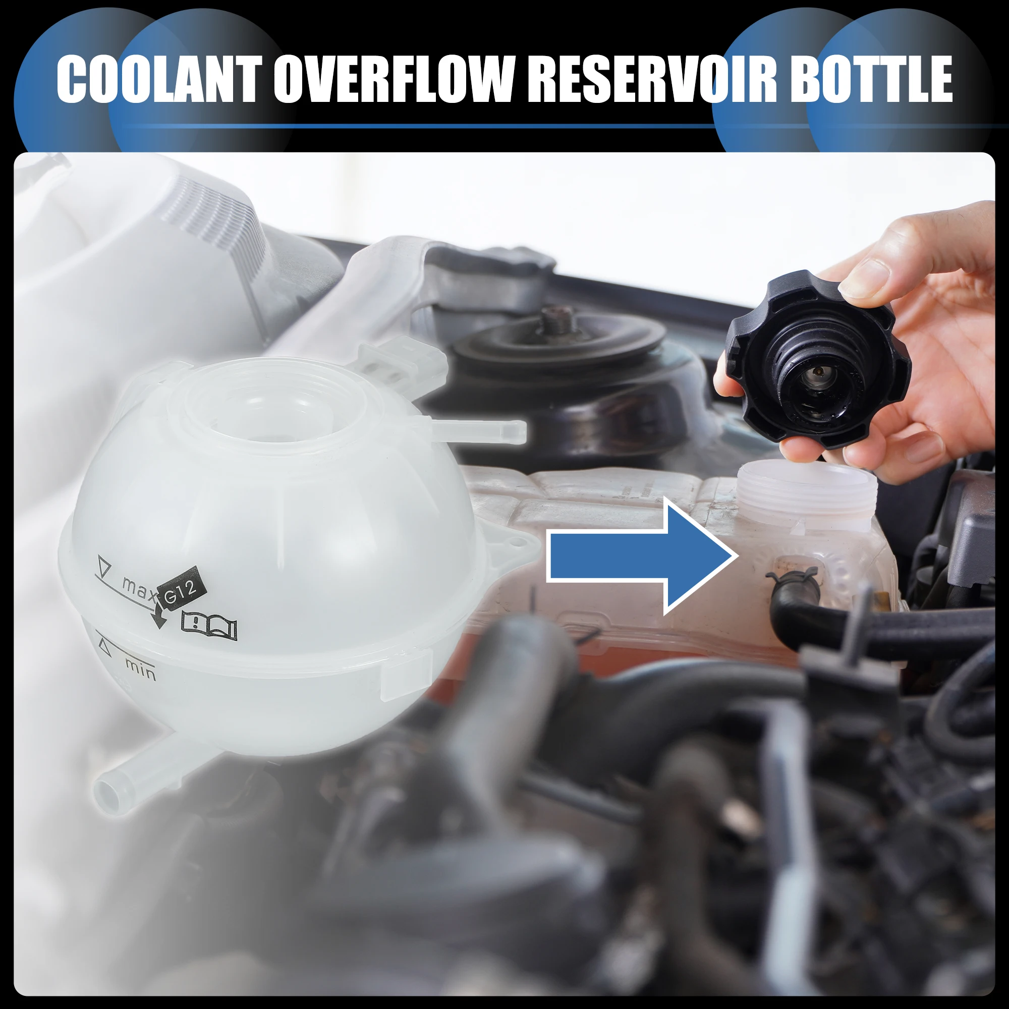 UXCELL Coolant Reservoir Water Expansion Tank Engine Coolant Expansion Recovery Overflow Bottle for SEAT Cordoba 2002-2007