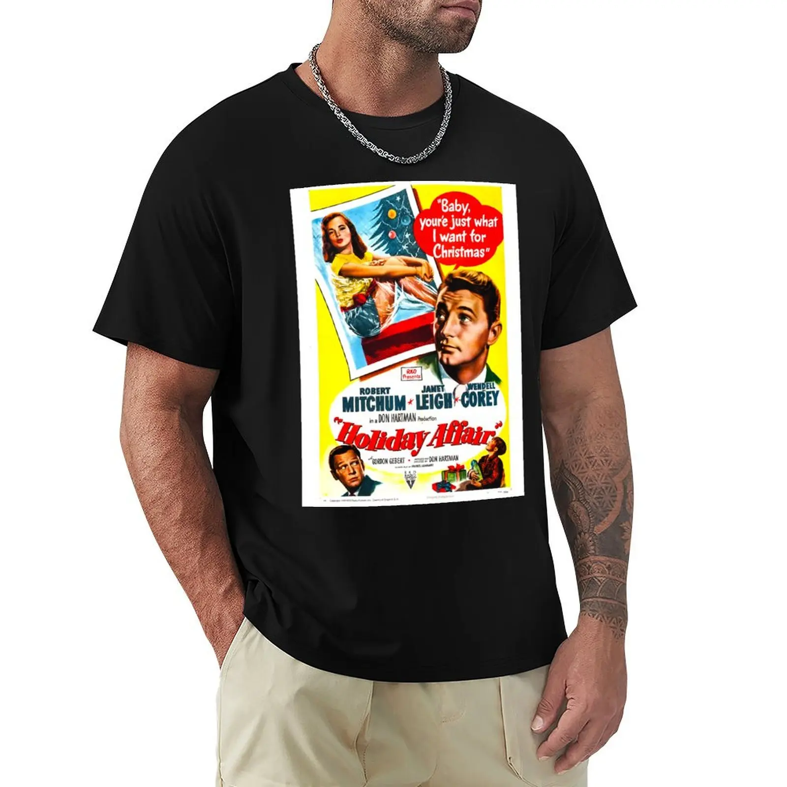 

Holiday Affair (1949) Movie Poster T-Shirt T-shirts man topping shirts graphic tees graphic tee shirt plain white t shirts men