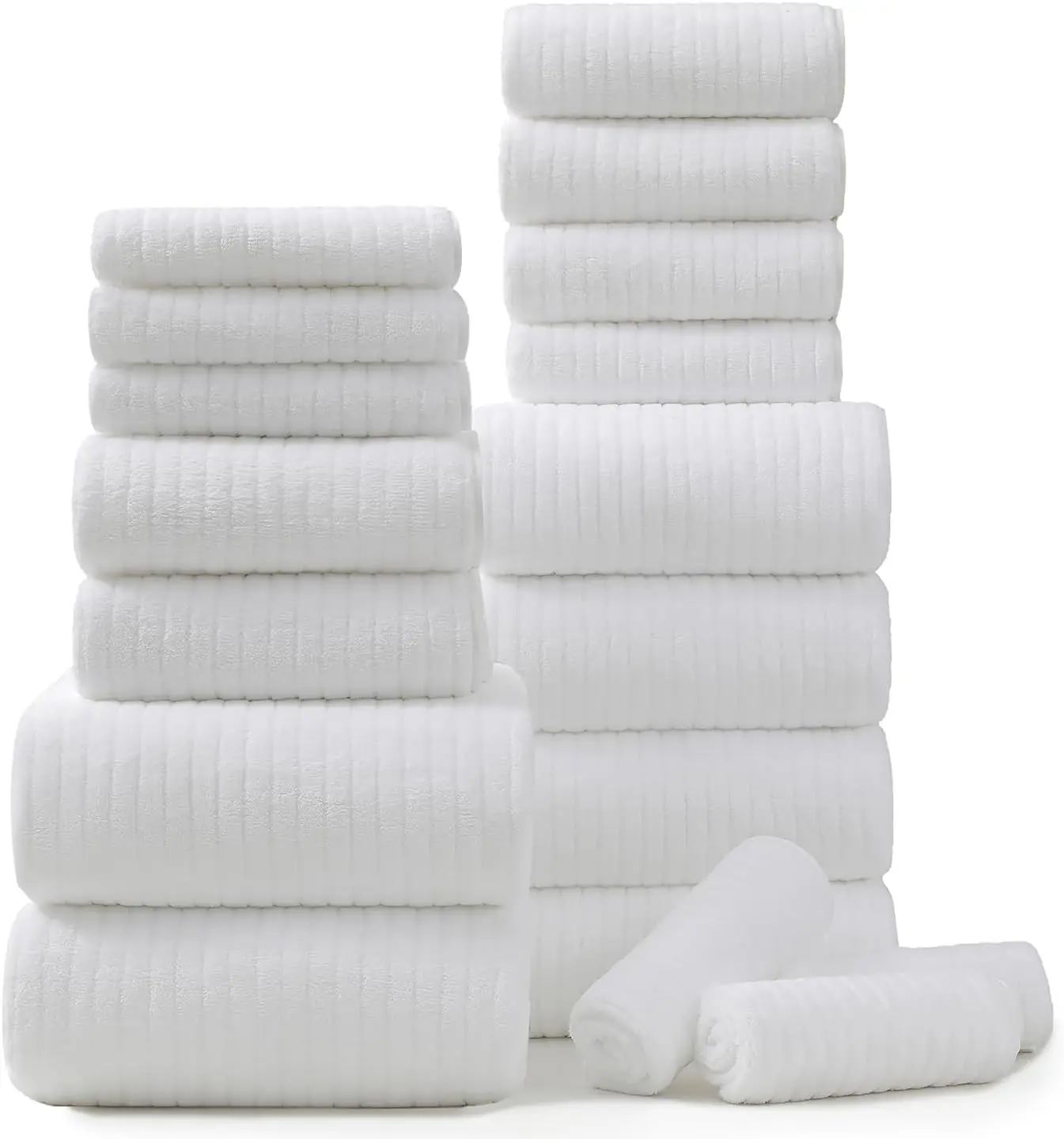 

Набор из 18 ультрамягких банных полотенец с петлями для подвешивания - быстросохнущие, с высокой впитываемостью, для дома, отеля, спа, белые