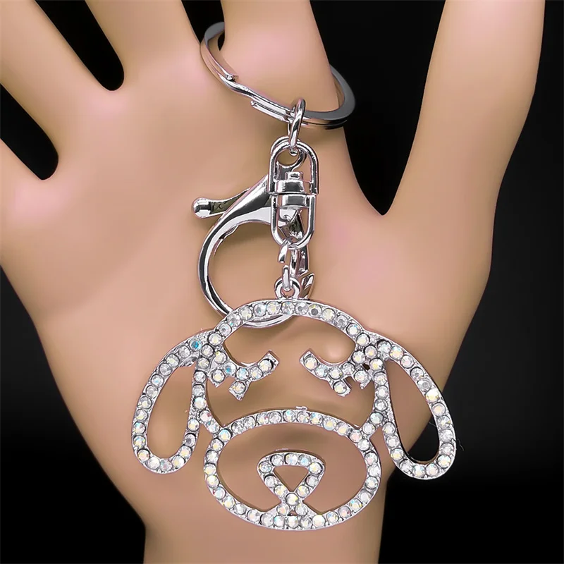 Labrador Charm Llavero para Mujeres Hombres Rhinestone Metal Color Plata Animal Perro Coche Llavero Titular Joyería Llaveros K5243S01