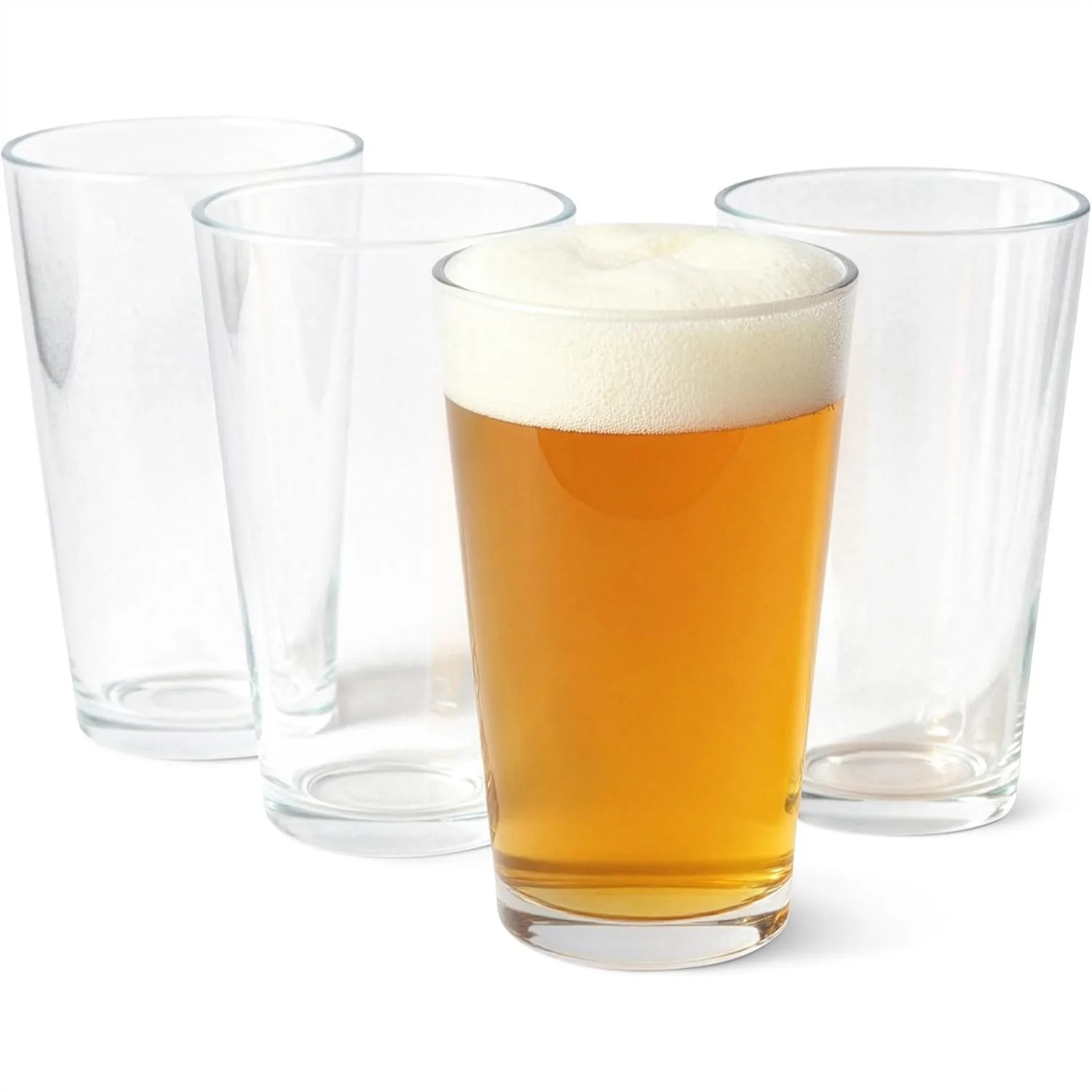 16 oz Pint Glasses Set of 4 for Beer, Soda, Water, Dishwasher-Safe Thick Glass