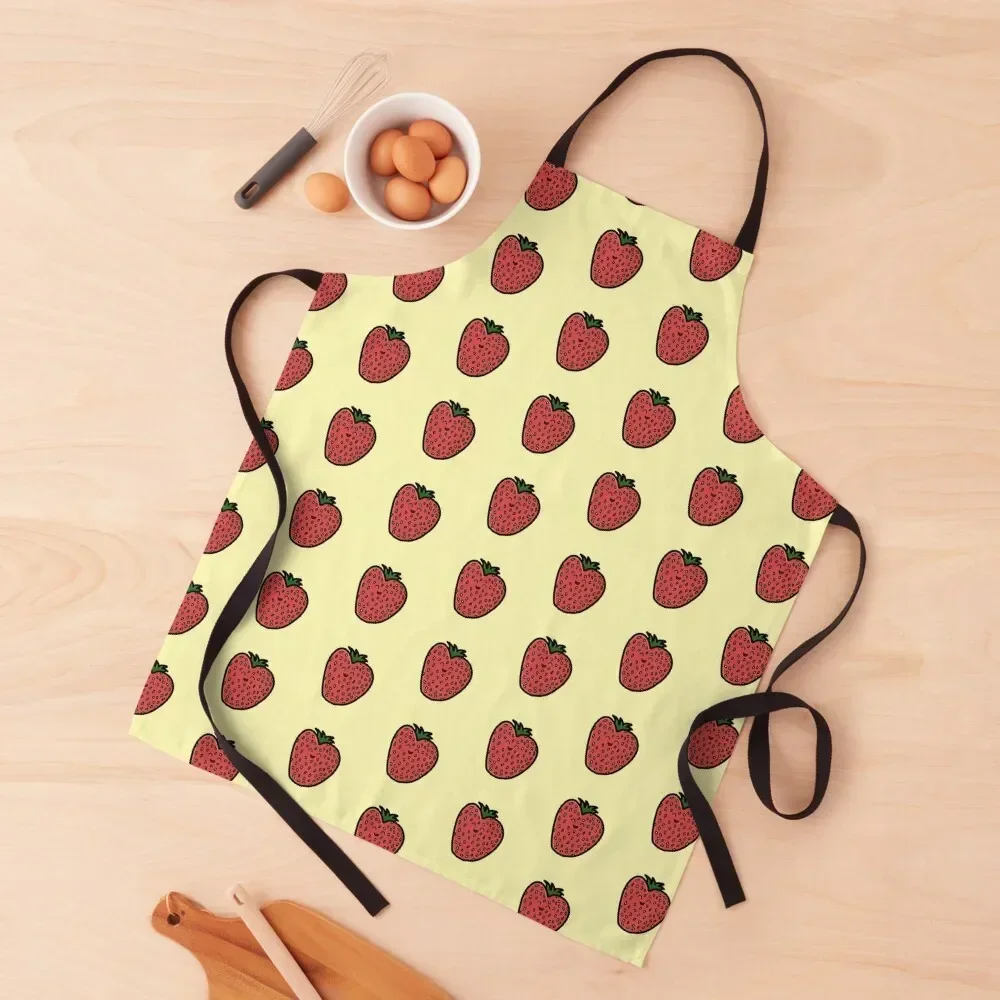 

Happy Strawberry Apron Teacher Waterproof Kitchen Woman Home and kitchen products Apron