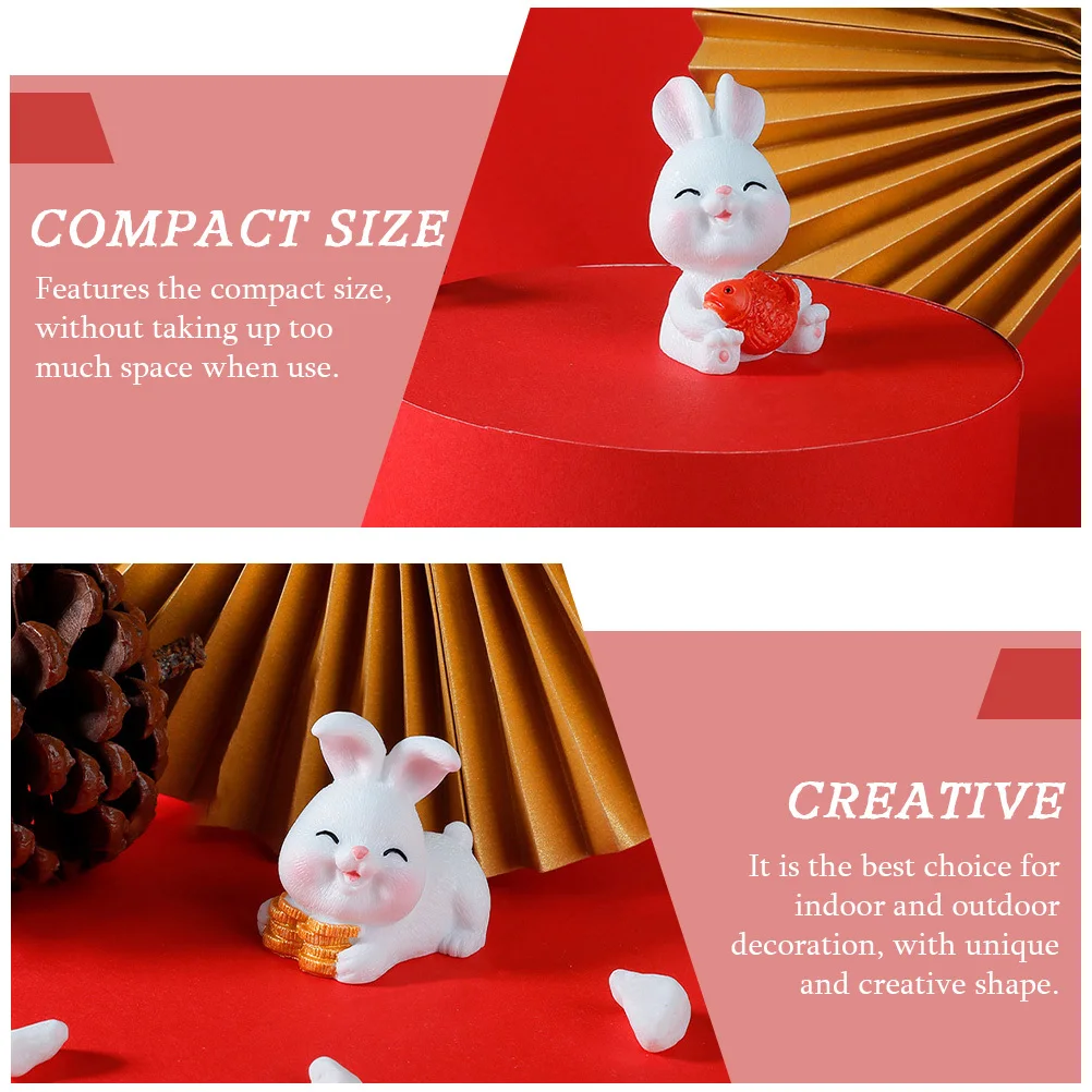 

6Pcs Micro Landscape Bunny Ornaments Miniature Resin Decoration Compact Garden Home Bonsai Indoor Outdoor Micro Landscape Bunny