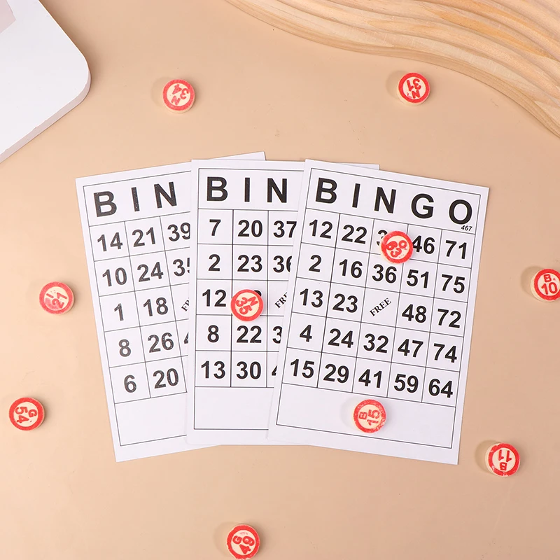 40Pcs Bingo Cards Easy Read 75 Numbers Chips Card Game Board Game Activity Intelligence Educational Bingo Toys For Kids