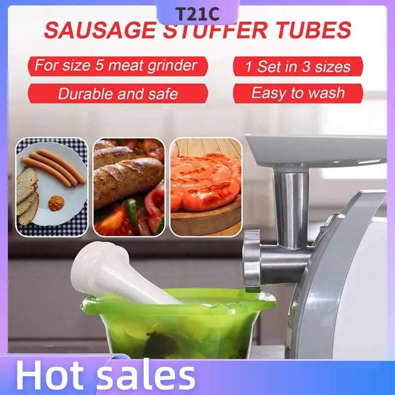 

T21C 18Pcs Plastic Sausage Stuffer Tubes Funnels Sausage Filling Tool For Size 5 Meat Grinder Food Grinder 1.5Cm,1.9Cm,2.3Cm