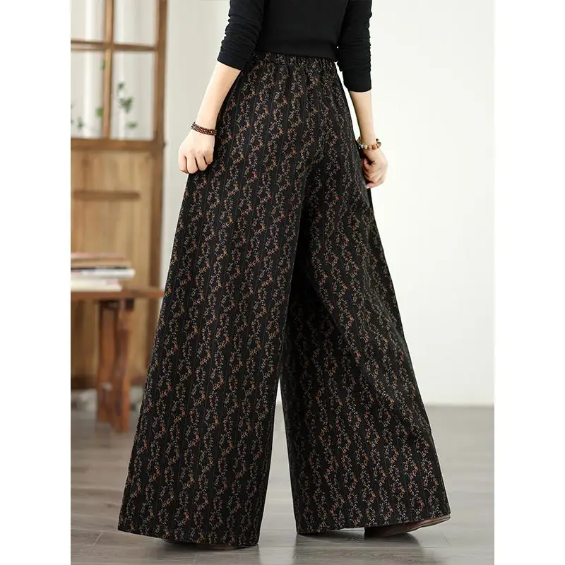 

Straight Jeans For Women In Autumn 2025 New Printed Elastic Waist Loose Casual High Waist Jean Wide-leg Pants Trousers