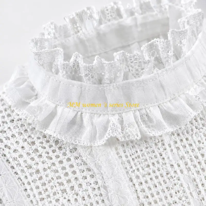 Q39C Openwork Lace False Collar with Adjustable Side Fasteners, a Decorative Shirt-Collar Detail for Layered Outfits