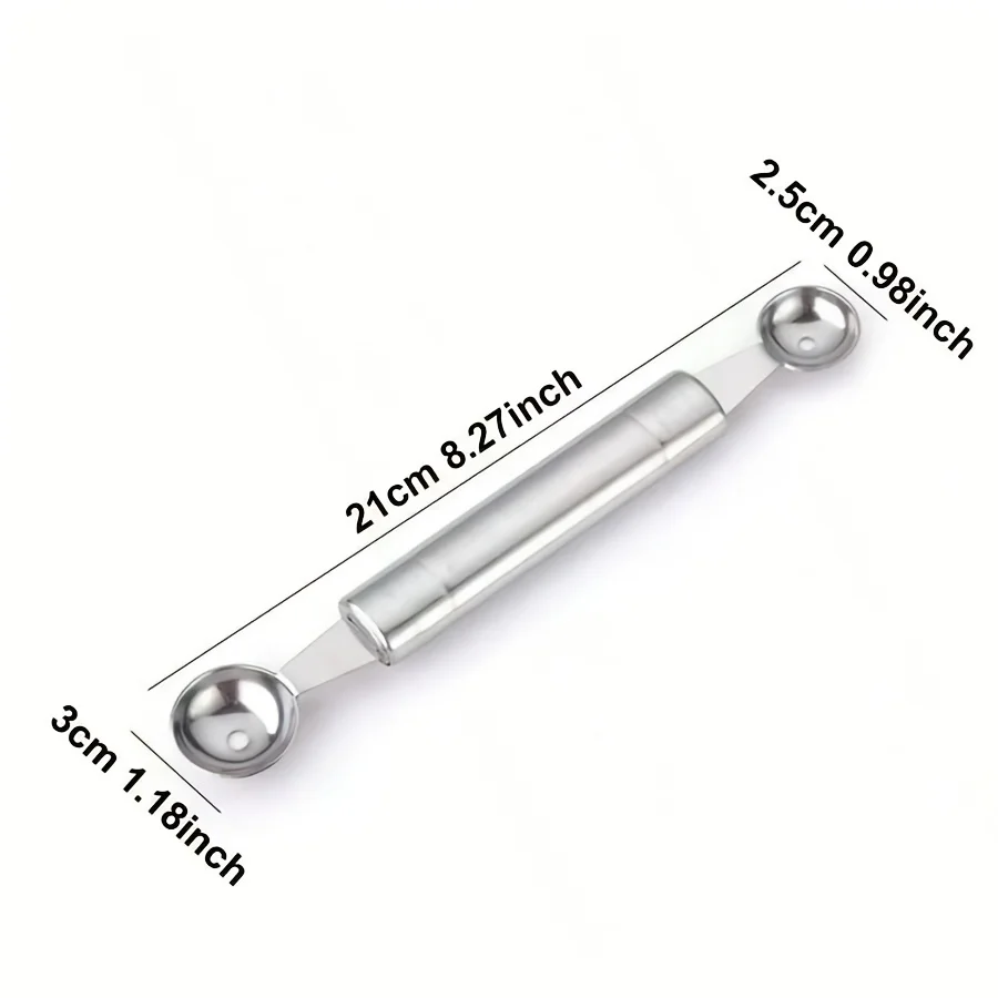 Double Headed Stainless Steel Fruits Spoon Digging Ball Carving Fruits Dual Purpose Spoon Apply to Kitchen Fresh Fruit JXB