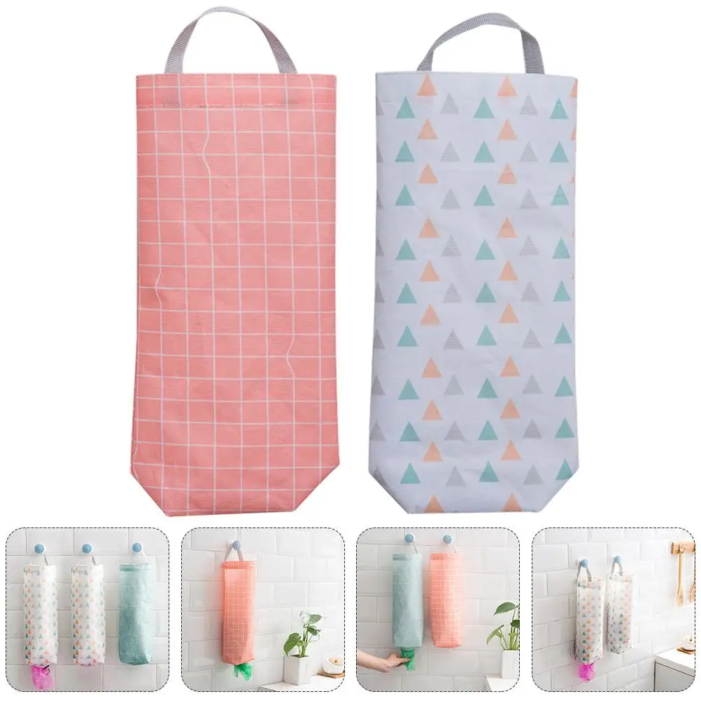 

2Pcs WallMounted Trash Bag Organizer Waterproof Kitchen Storage Pouch Oxford Cloth Shopping Hanging SpaceSaving Garbage Bag