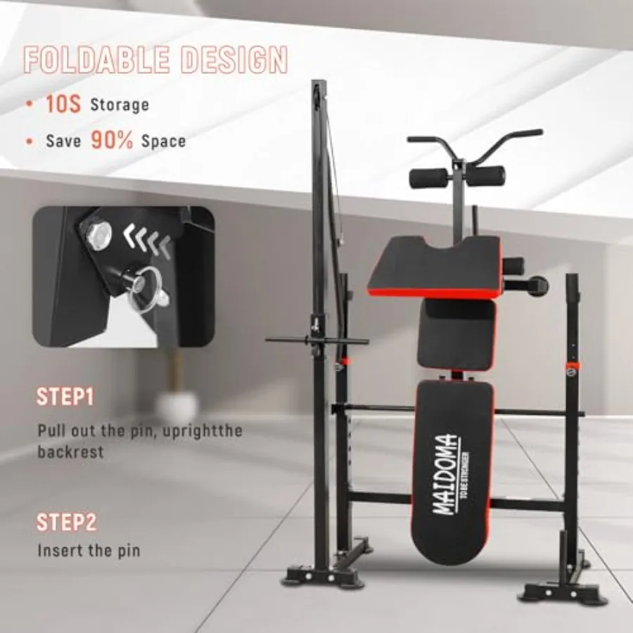 1500LB 8 في 1 مقعد وزن قابل للتعديل مع سحب للأسفل وتمديد الساق وتصميم قابل للطي لصالة الألعاب الرياضية المنزلية يتضمن مبلغ C #6