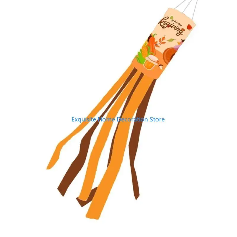 L5BF Colorful Fall Thanksgiving Outdoor Decoration Windsock 28inch for Home and Yard