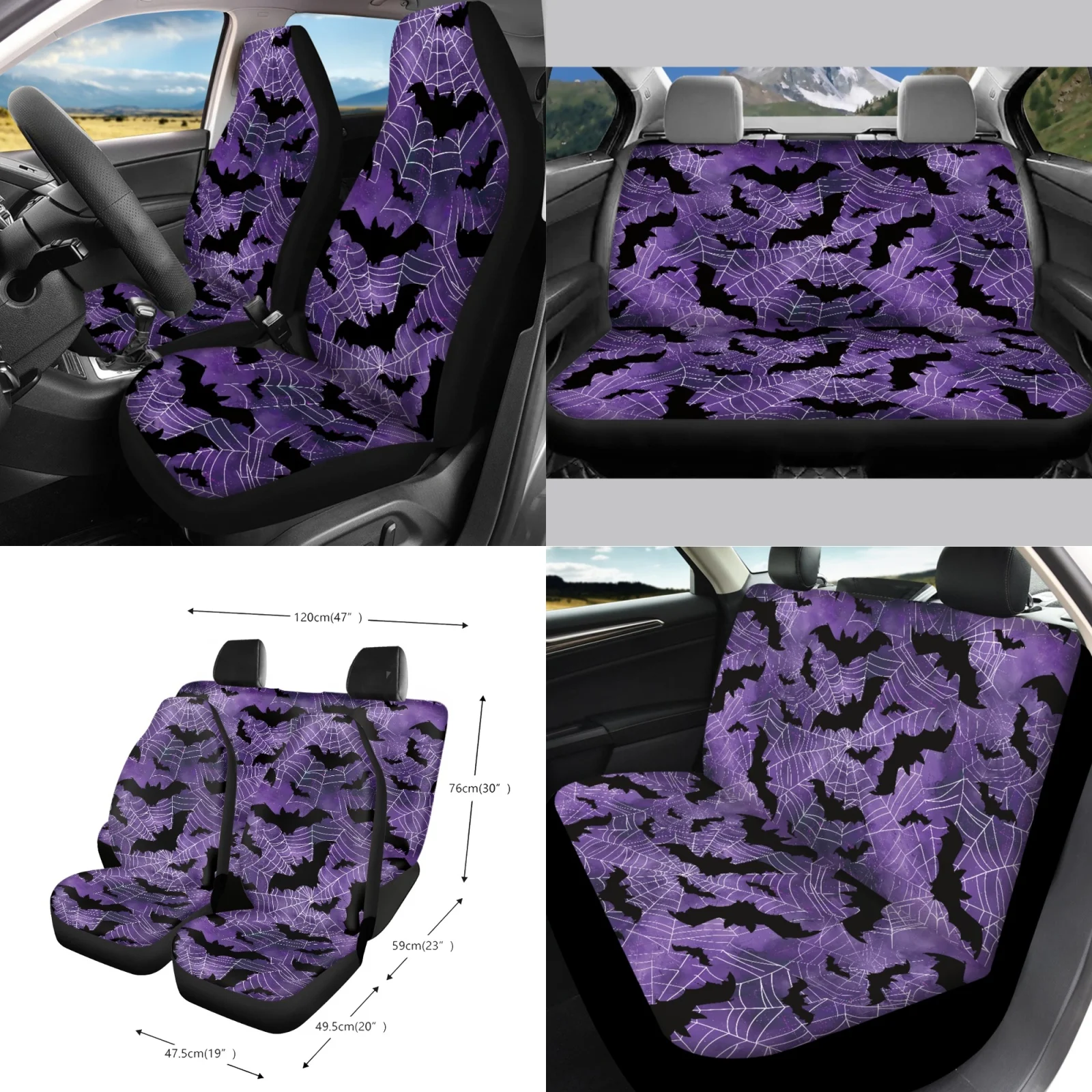 Coloranimal Spider web 15 PCS with Utility Car Seat Belt Pads Cover and Car Coasters for Casual Van